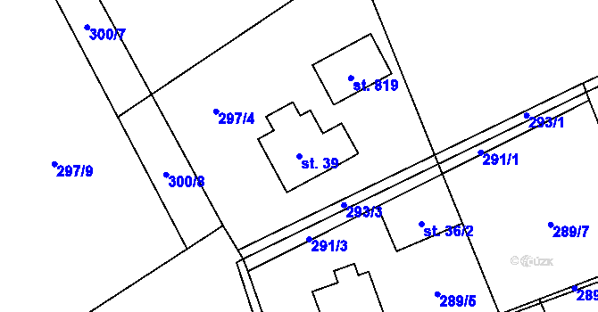 Parcela st. 39 v KÚ Lučina, Katastrální mapa