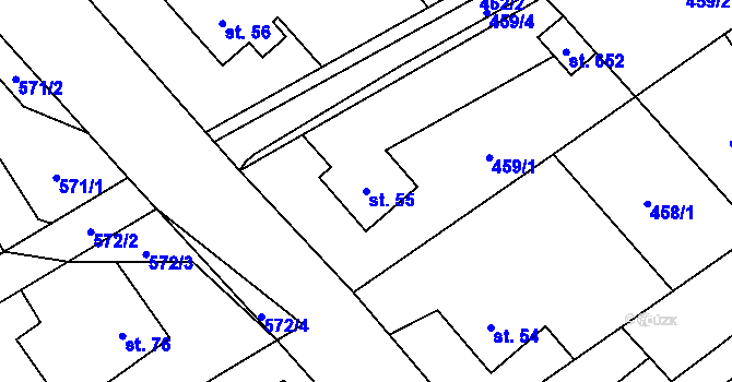 Parcela st. 55 v KÚ Lučina, Katastrální mapa
