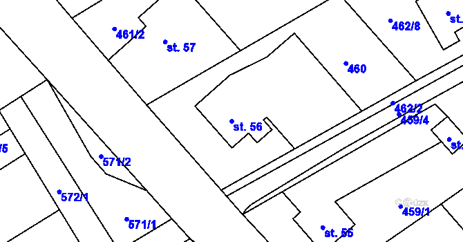 Parcela st. 56 v KÚ Lučina, Katastrální mapa