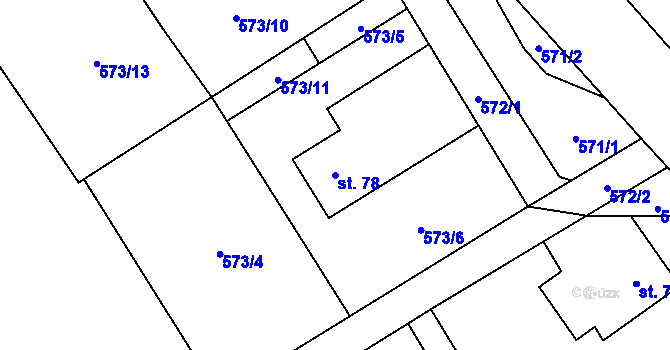 Parcela st. 78 v KÚ Lučina, Katastrální mapa