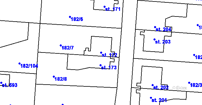 Parcela st. 172 v KÚ Lučina, Katastrální mapa
