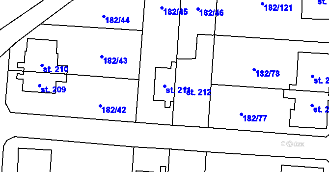Parcela st. 211 v KÚ Lučina, Katastrální mapa