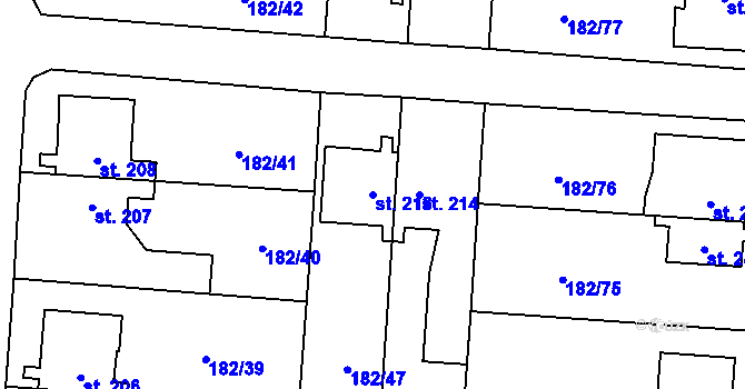 Parcela st. 213 v KÚ Lučina, Katastrální mapa