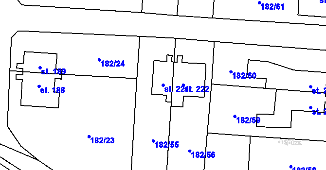 Parcela st. 221 v KÚ Lučina, Katastrální mapa