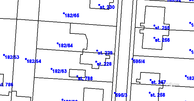 Parcela st. 229 v KÚ Lučina, Katastrální mapa