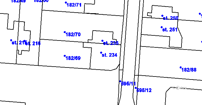 Parcela st. 234 v KÚ Lučina, Katastrální mapa
