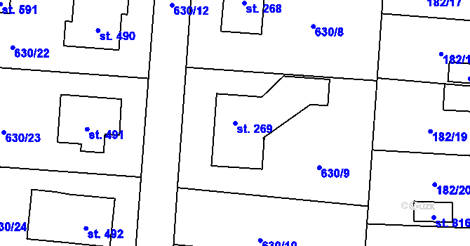 Parcela st. 269 v KÚ Lučina, Katastrální mapa