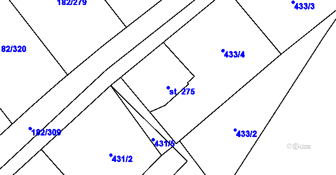 Parcela st. 275 v KÚ Lučina, Katastrální mapa