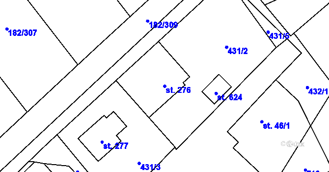 Parcela st. 276 v KÚ Lučina, Katastrální mapa