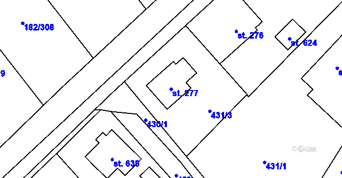 Parcela st. 277 v KÚ Lučina, Katastrální mapa