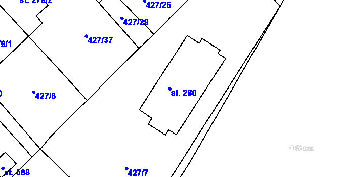 Parcela st. 280 v KÚ Lučina, Katastrální mapa