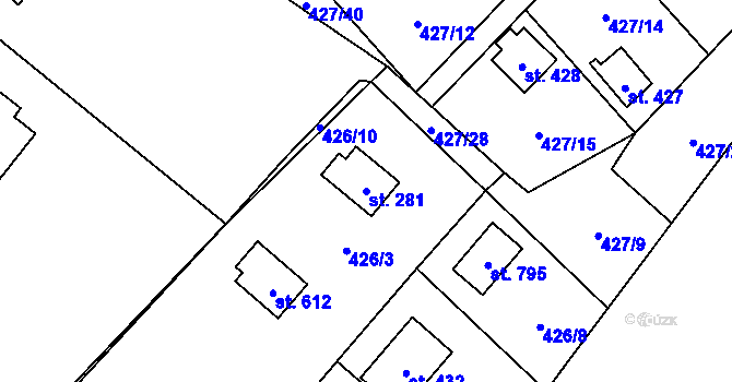 Parcela st. 281 v KÚ Lučina, Katastrální mapa