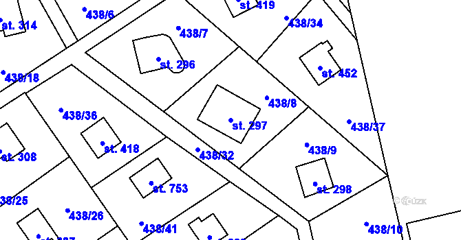 Parcela st. 297 v KÚ Lučina, Katastrální mapa