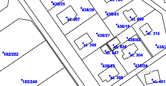 Parcela st. 306 v KÚ Lučina, Katastrální mapa