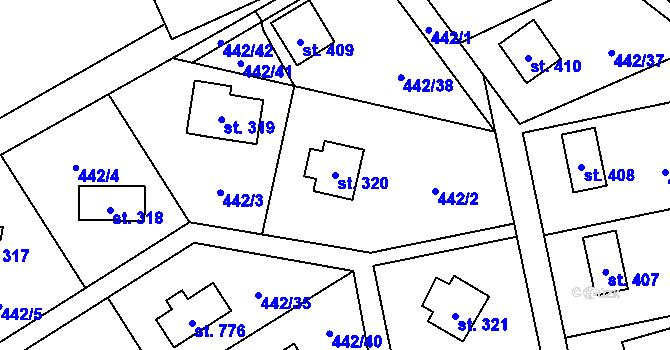 Parcela st. 320 v KÚ Lučina, Katastrální mapa