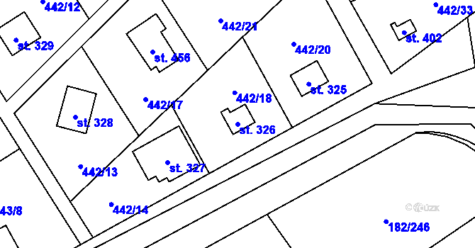 Parcela st. 326 v KÚ Lučina, Katastrální mapa