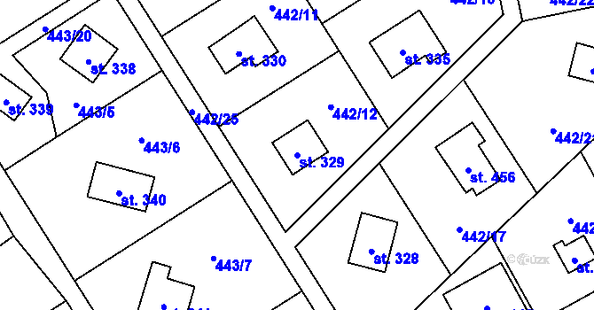 Parcela st. 329 v KÚ Lučina, Katastrální mapa