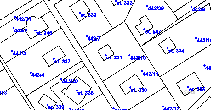 Parcela st. 331 v KÚ Lučina, Katastrální mapa