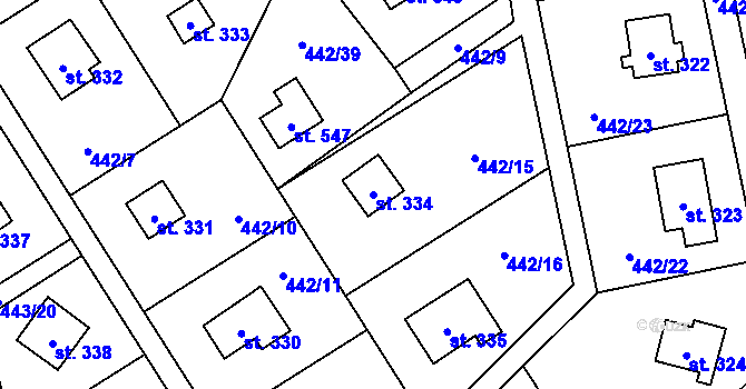 Parcela st. 334 v KÚ Lučina, Katastrální mapa