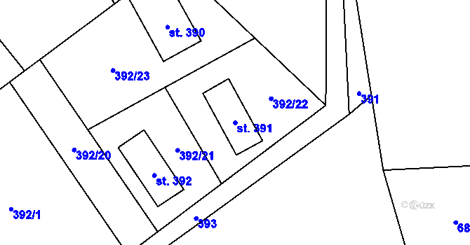 Parcela st. 391 v KÚ Lučina, Katastrální mapa