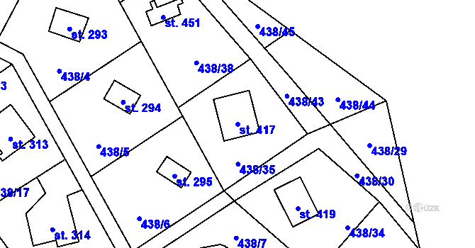 Parcela st. 417 v KÚ Lučina, Katastrální mapa