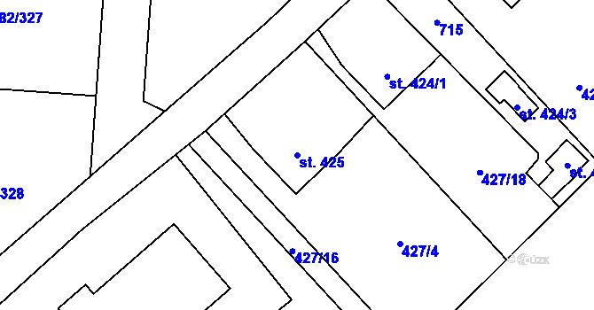 Parcela st. 425 v KÚ Lučina, Katastrální mapa