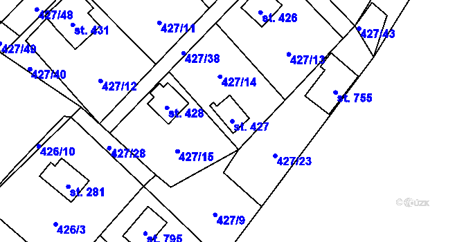 Parcela st. 427 v KÚ Lučina, Katastrální mapa