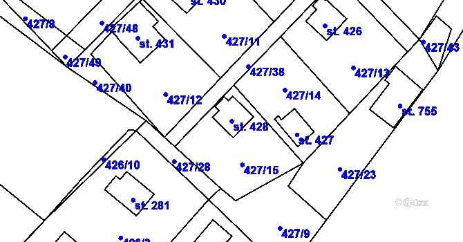 Parcela st. 428 v KÚ Lučina, Katastrální mapa