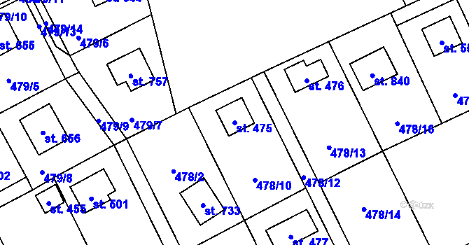 Parcela st. 475 v KÚ Lučina, Katastrální mapa
