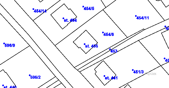 Parcela st. 495 v KÚ Lučina, Katastrální mapa