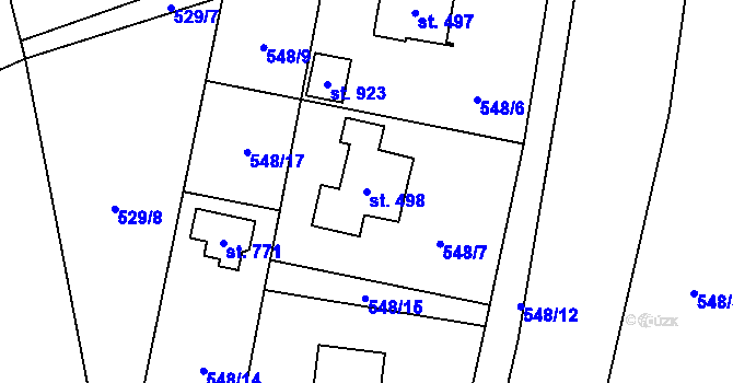 Parcela st. 498 v KÚ Lučina, Katastrální mapa