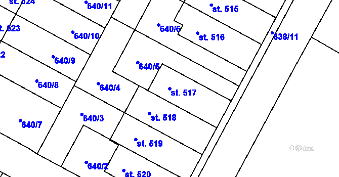 Parcela st. 517 v KÚ Lučina, Katastrální mapa
