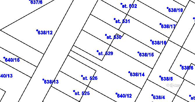 Parcela st. 529 v KÚ Lučina, Katastrální mapa