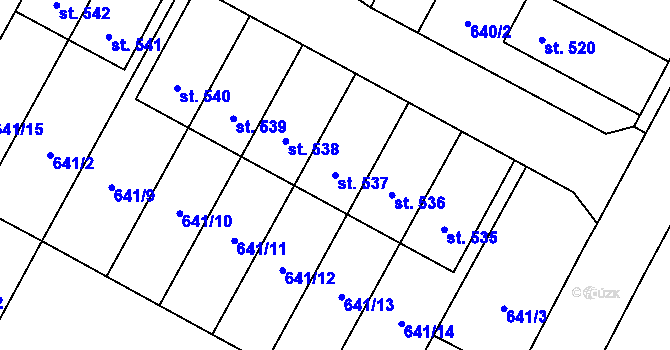 Parcela st. 537 v KÚ Lučina, Katastrální mapa