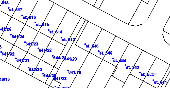 Parcela st. 546 v KÚ Lučina, Katastrální mapa