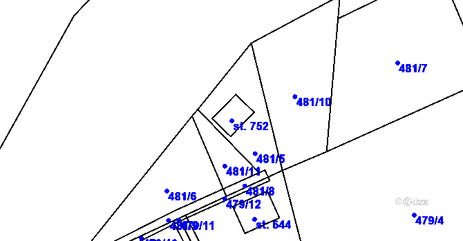 Parcela st. 752 v KÚ Lučina, Katastrální mapa