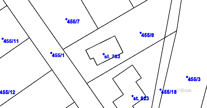 Parcela st. 763 v KÚ Lučina, Katastrální mapa