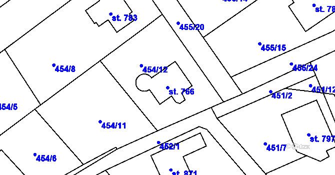 Parcela st. 766 v KÚ Lučina, Katastrální mapa