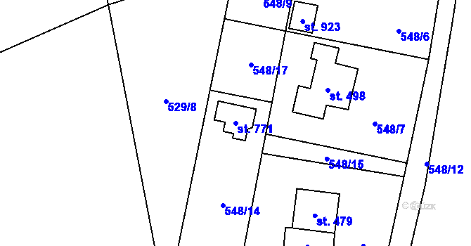 Parcela st. 771 v KÚ Lučina, Katastrální mapa