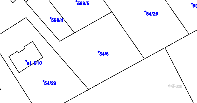 Parcela st. 54/6 v KÚ Lučina, Katastrální mapa
