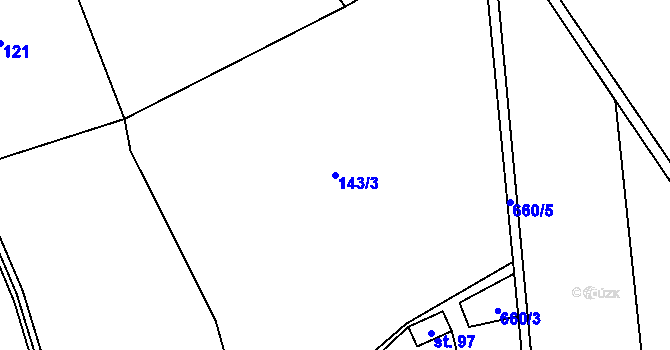 Parcela st. 143/3 v KÚ Lučina, Katastrální mapa