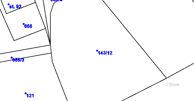 Parcela st. 143/12 v KÚ Lučina, Katastrální mapa