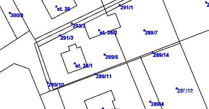 Parcela st. 289/5 v KÚ Lučina, Katastrální mapa
