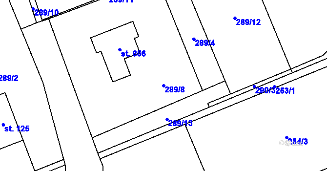 Parcela st. 289/8 v KÚ Lučina, Katastrální mapa