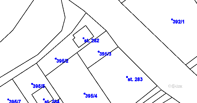 Parcela st. 395/3 v KÚ Lučina, Katastrální mapa