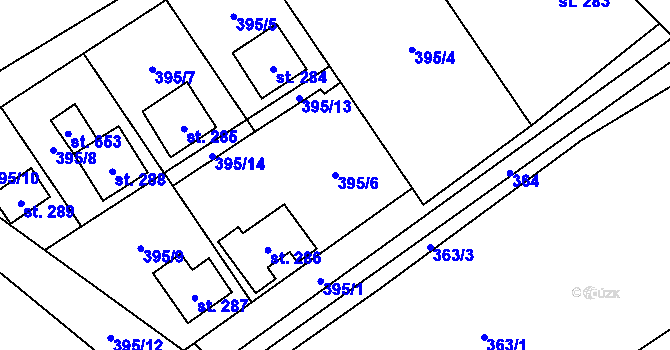 Parcela st. 395/6 v KÚ Lučina, Katastrální mapa