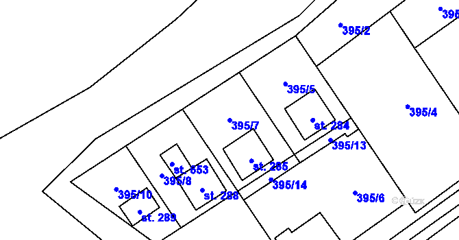 Parcela st. 395/7 v KÚ Lučina, Katastrální mapa