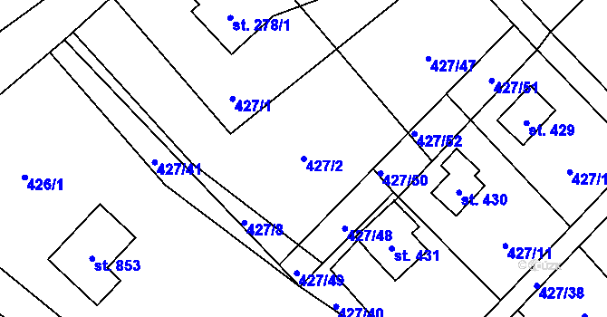 Parcela st. 427/2 v KÚ Lučina, Katastrální mapa