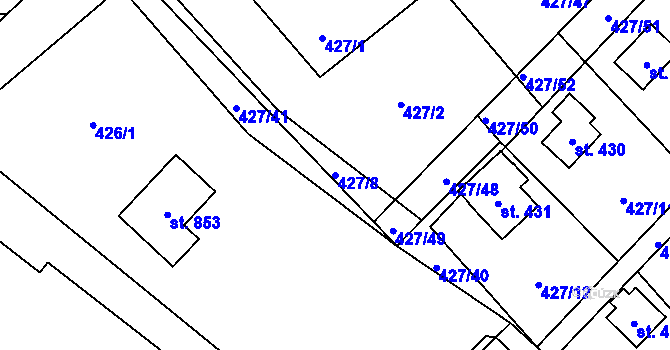 Parcela st. 427/8 v KÚ Lučina, Katastrální mapa