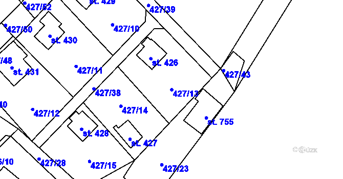 Parcela st. 427/13 v KÚ Lučina, Katastrální mapa